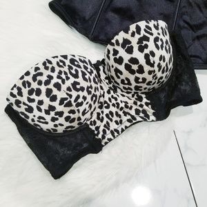 Strapless Cheetah & Lacey Bra